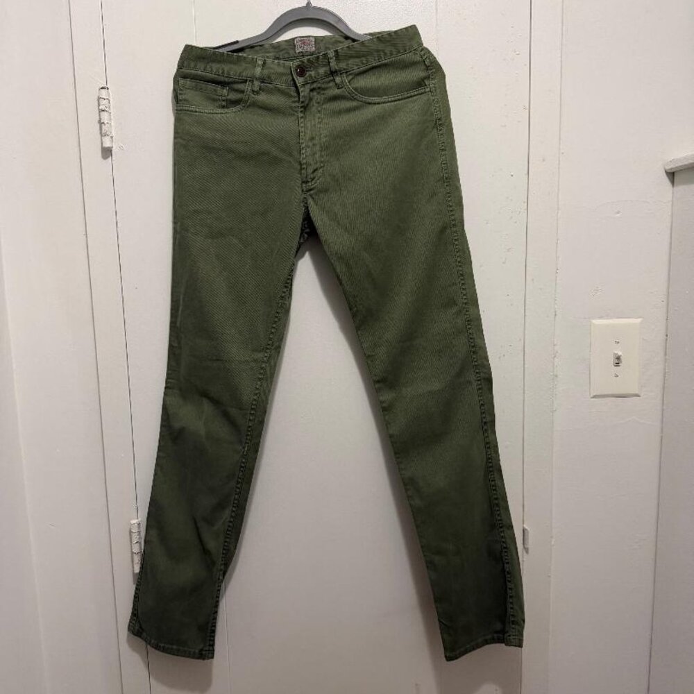 Faherty Men’s Organic Cotton Stretch 5 Pocket Faded Olive Green Pants Size 30W